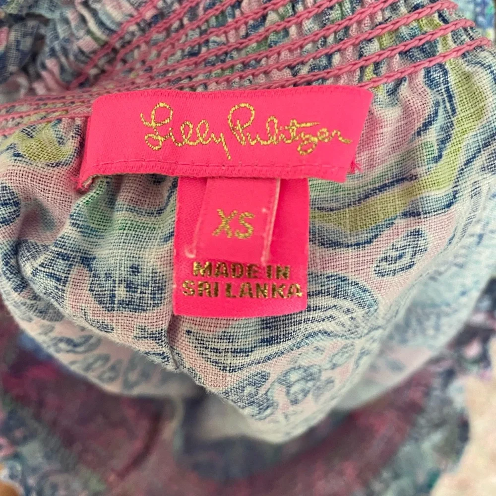 Lilly Pulitzer Leanne Off-the-Shoulder Top – XS 100% Linen MINT CONDITION